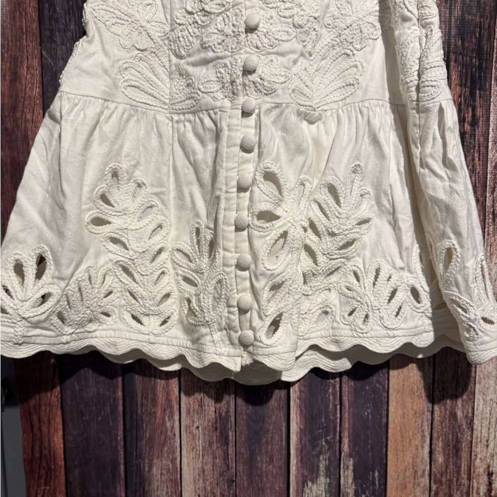 Anthropologie Drop Waist Eyelet Mini Skirt - Picture 4 of 7